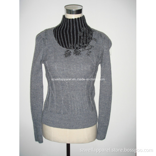 Ladies Woolen Pullover Sweater (SZWA-0989)